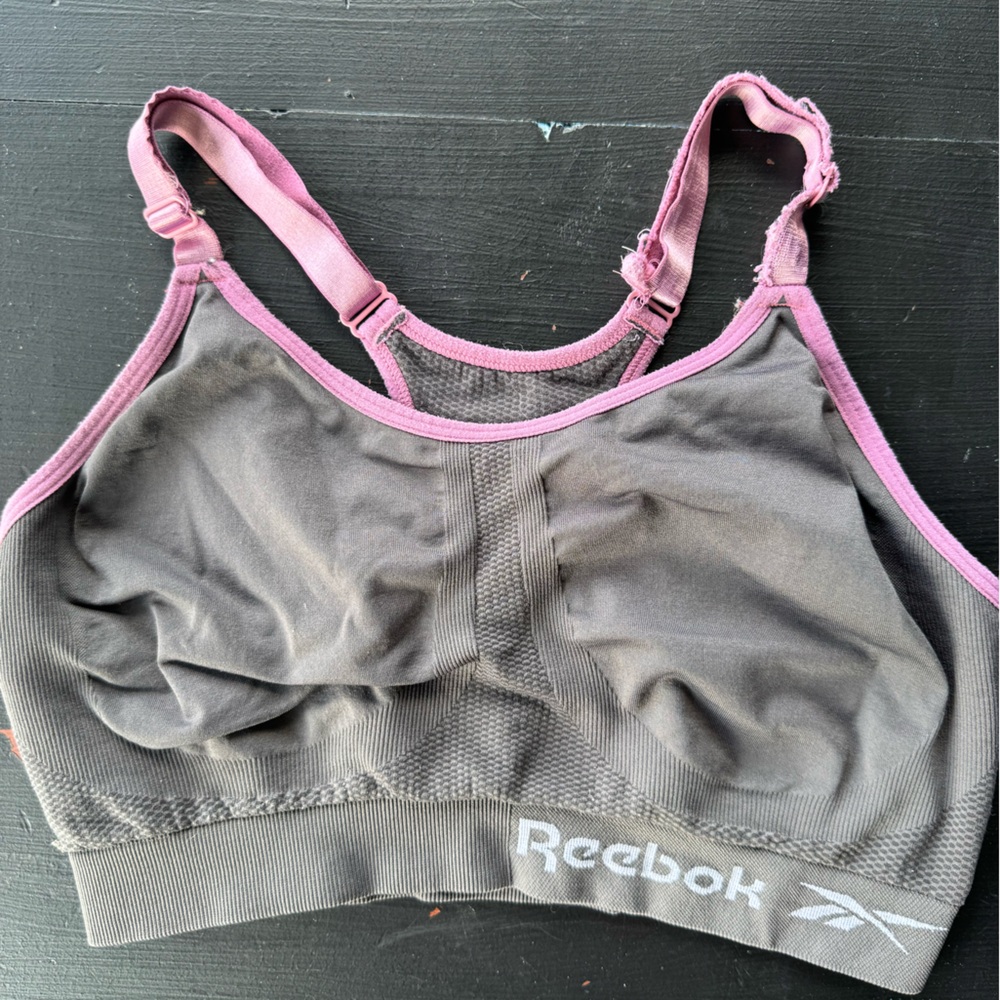 Reebok Women's Gray and Pink Sports Bra